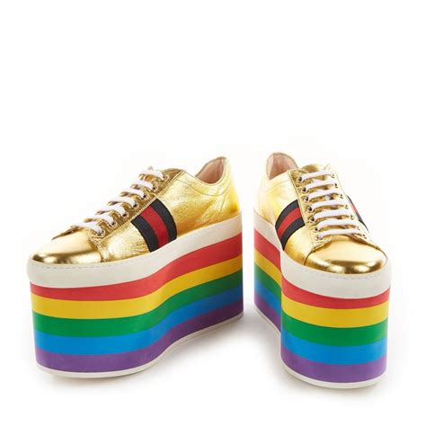 gucci scarpe donna oro arcobaleno|gucci sneakers for women.